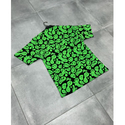 T shirt oversize smiley vert