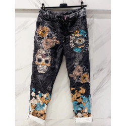 Pantalon imprimé tête de mort